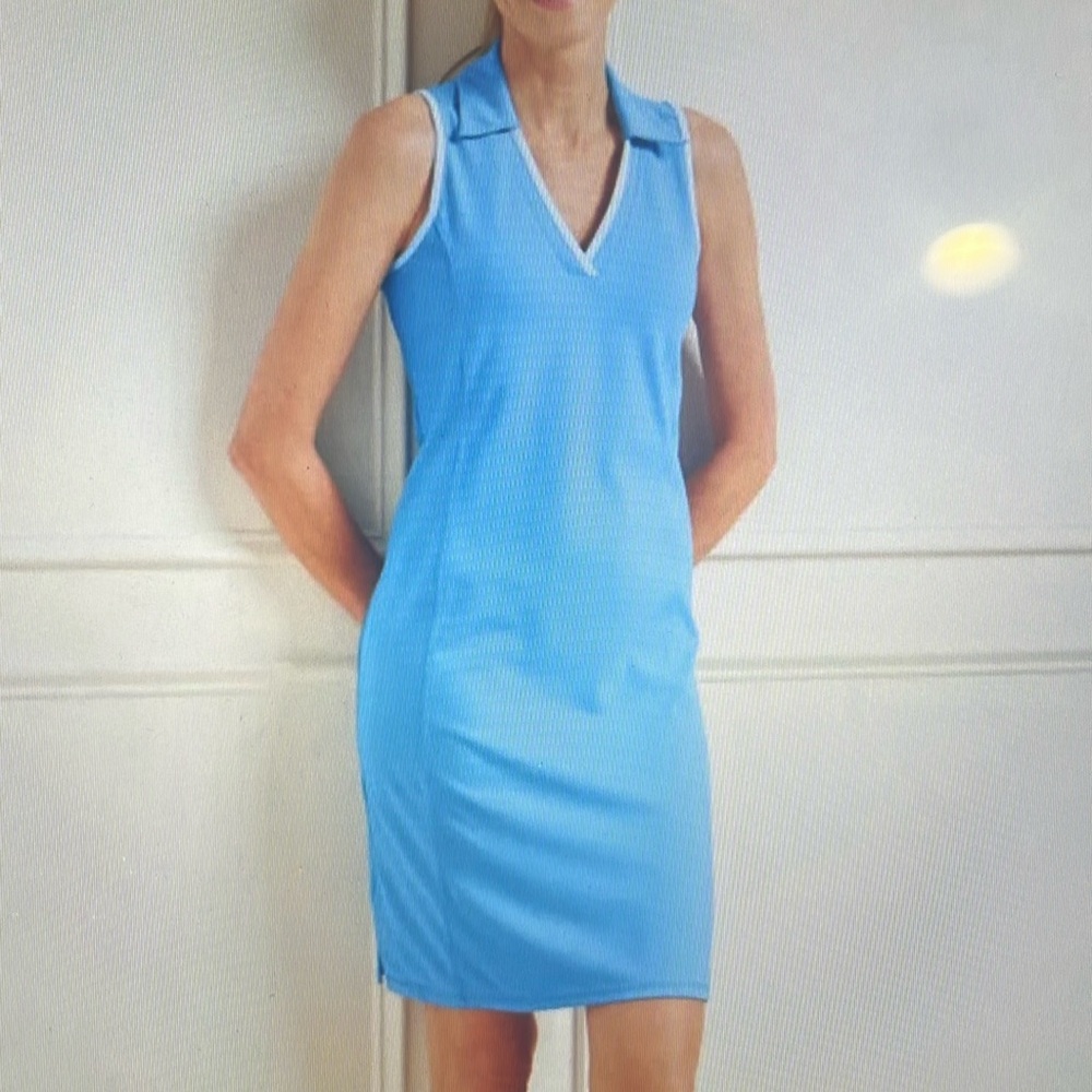 Talbots pique polo dress fresh water blue size large NwT